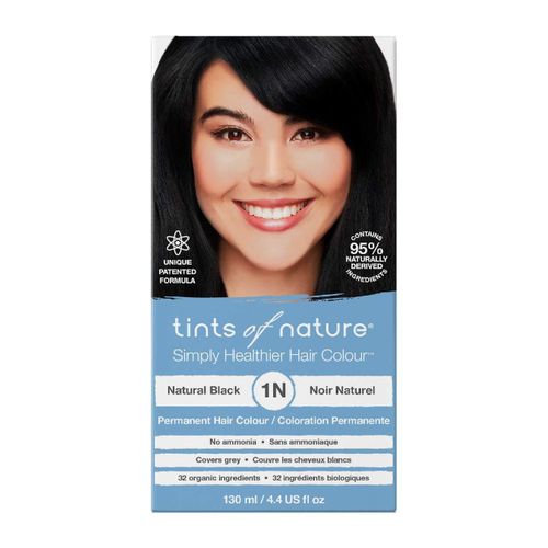 Tints of Nature 1N Natural Black Permanent Hair Dye, Nourishes Hair and Covers Greys, Ammonia-Free
