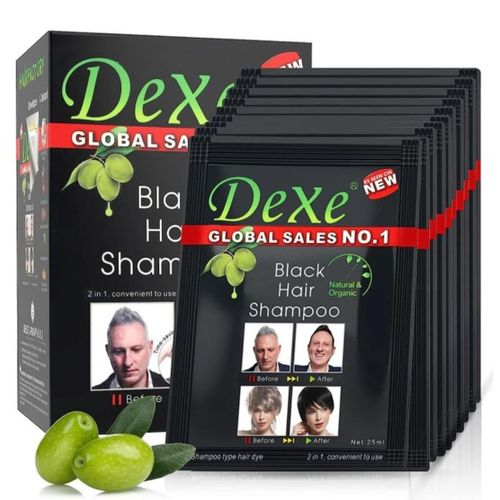 Dexe 10 Pieces Black, Hair Shampoo Unisex Hair Dye-Black Colour