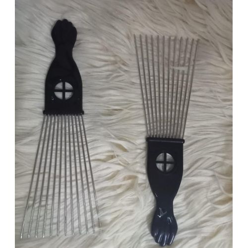 Afro Metal Comb, African Hair Pik Comb Brush Salon Hairdressing, Styling Hair Care Comb