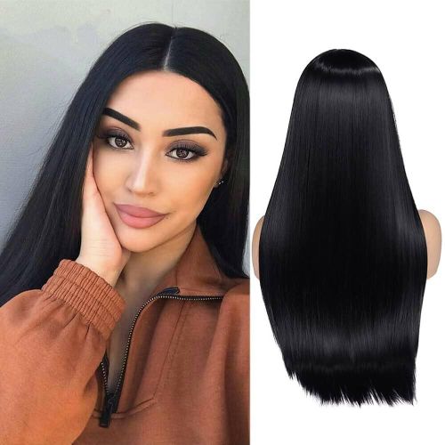 Fbk premium long straight wigs hair for women synthetic hair long wig hair girls first long hair