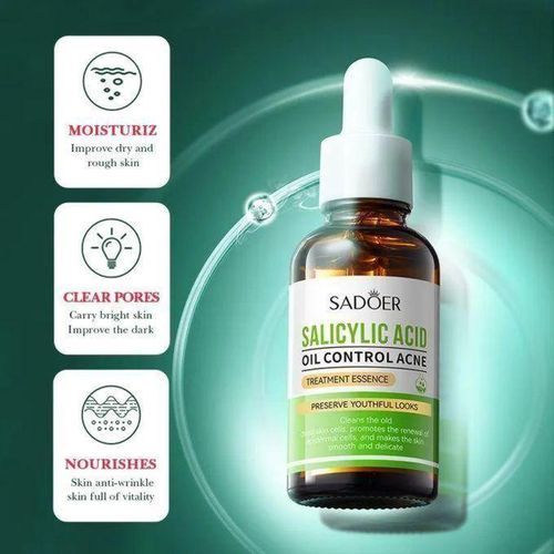 SADOER Salicylic Acid Oil Control Acne Treatment Essence, Anti-Acne Exfoliating Gentle Salicylic Acid Serum, Facial Serum, Promote The Renewal Of Epidermal Cells, Delicate Skin