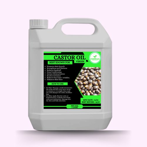 Greenpack Organics Virgin Castor Oil - 1l,Whole Sale Price,Promotes Growth,Deep Moisturization,Eliminates Stretchmarks