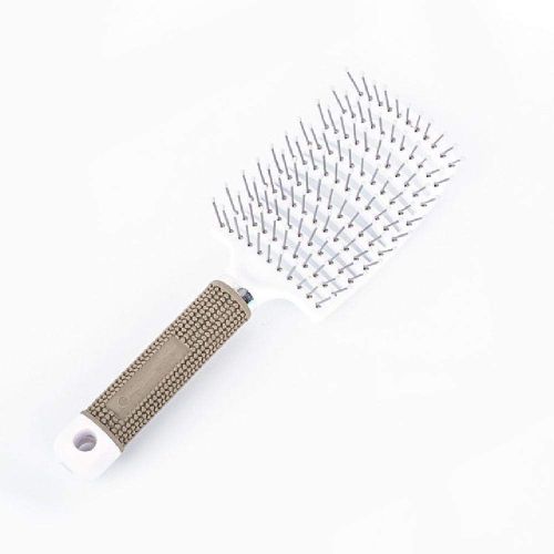 Professional Salon Vent Curved Detangling Hair Brush, White