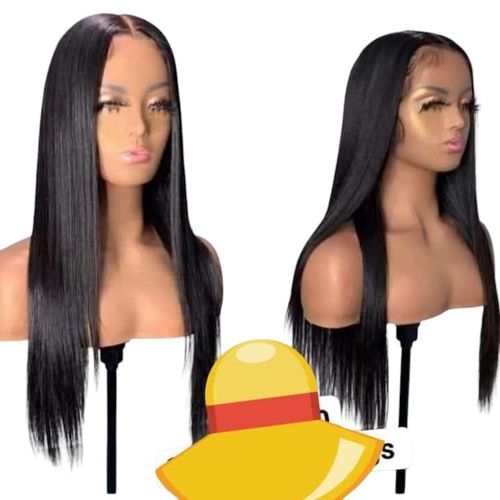 Semi human straight closure wig