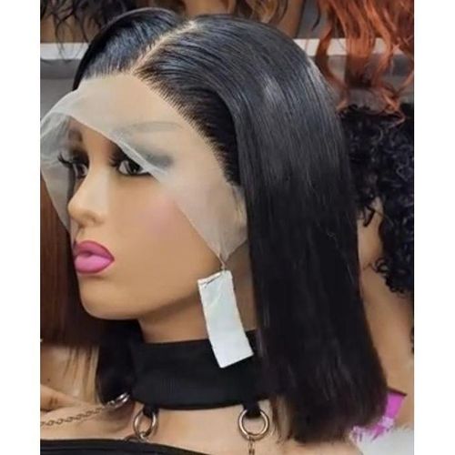 Frontal semi human straight bob wig