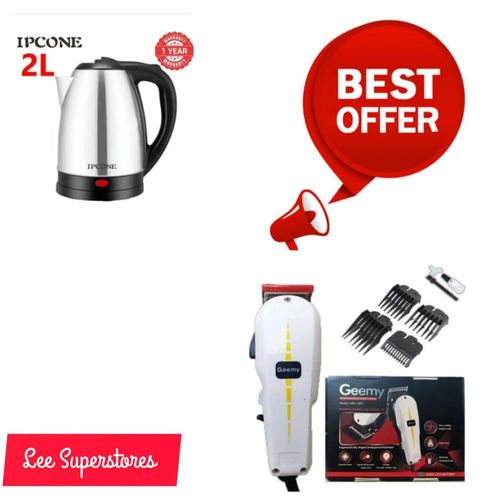Geemy 1021 PROFFESIONAL Kinyozi Clipper + Electric Kettle 2Litres