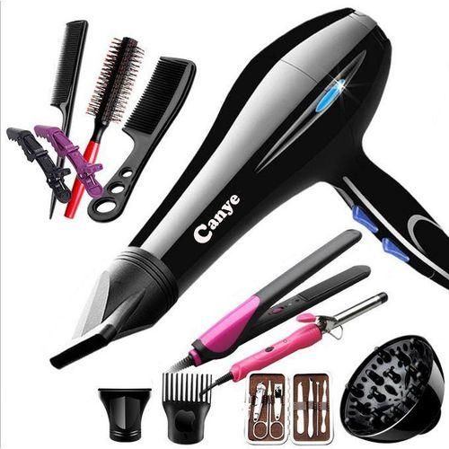 Canye Professional /commercial Hair Blow-dry Straightener With Flat Iron, Tongs, Manicure Set, Combs, Curls