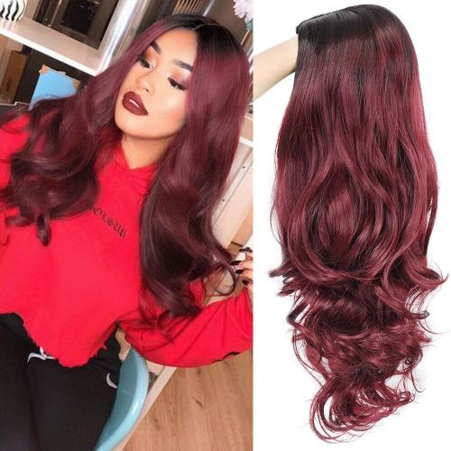 Long Curly Burgundy Wig