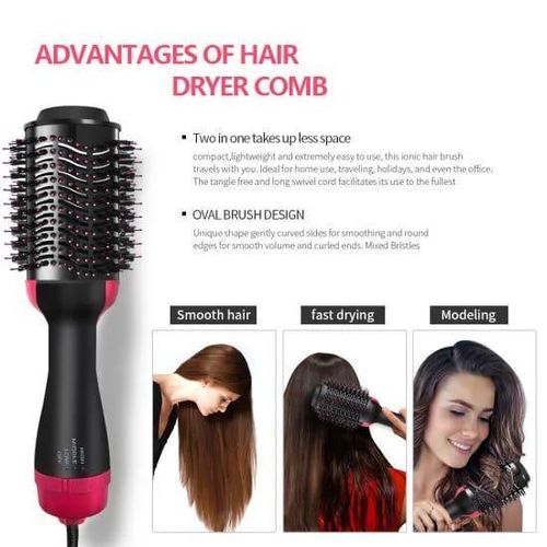 Offer 2 In 1 Hair Dryer Brush And Hair Curler Hot Comb Hair Blower Electric Hot Air Brush Blow Dry and Curler Combo With 3 Heat Setting
