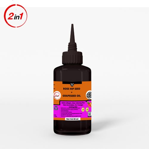 Mekis Grape Seed & Rosehip Seed Oil-Repairs Damaged Hair ,Treats Acne