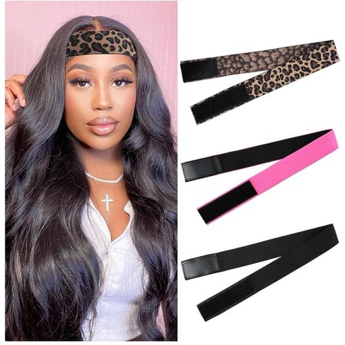 3 Pcs Elastic Wig Bands Adjustable Lace Melting Band Front Laying Strap Wrap To Lay Hairline Edges Wig Belt Tape for Grip Keeping Wigs in Place Spritz Spray Frontal Graduation