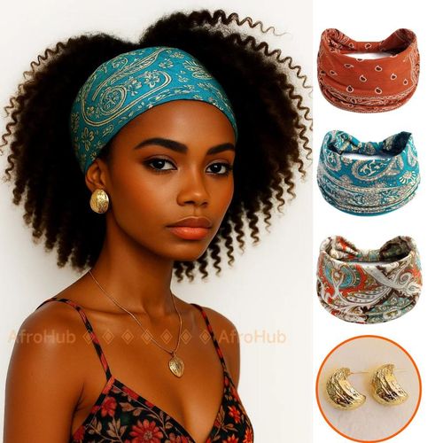 3-In-1 Headbands and Pear Earrings set American Style Headband Multicolore Wig fixed hairstyle