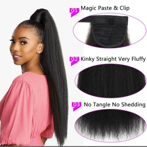 Kinky Straight Ponytail Extension + Free Gift