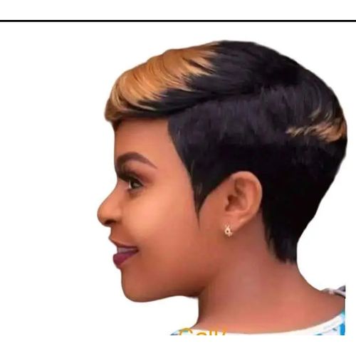 Human hair short bob/pixie wig _ombre brown