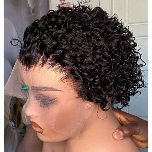 Pure Human Short Curly Pixie Wig With Lace Closure
