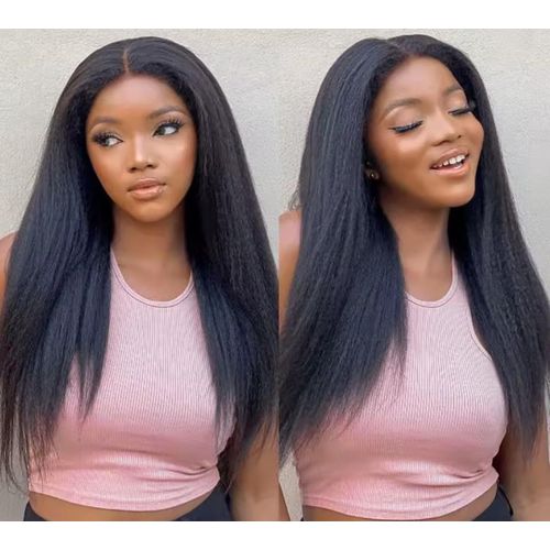 Fashion Classic Kinky closure Semi human hair wig