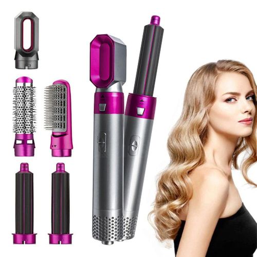 Professional 5-in-1 Hot Air Styler Hair Dryer Brush Set - Curling Iron, Volumizer, Straightener, Detachable Electric Hair Styler & Airwrap for All Hair Types