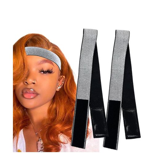 2 Pcs Elastic Bands for Wig, Silver Lace Melting Band, Wig Band for Melting Lace, Melting Band for Lace Front, Melt Band for Lace Wigs, Edge Wrap to Lay Edges (Silver, Pack of 2)