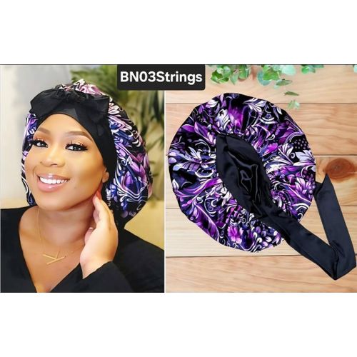 2PCS Luxury Wide Wrap Band ANTIFALL Satin Sleep Bonnet Sleep Cap
