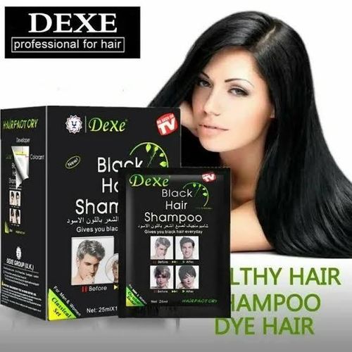 Dexe Black Hair Shampoo Instant Hair Dye for Men Women, Black Color - Simple to Use - Hair Dye Permanent - Last 30 days