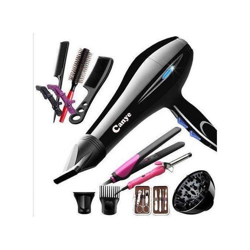 Canye Commercial/ Professional hair Blow-dry with Hair& Nail Tools- Curl diffuser, Flat Iron, Tongs, Manicure Set, Combs, Curls