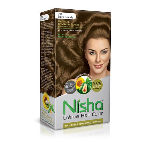 Nisha Crème Hair Color 7.0 Dark Blonde (60gm+ 90ml+18ml)