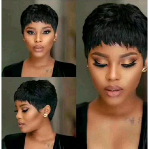 Fbk Female Black Short Pixie Cut Straight Curly Hair Synthetic Wigs For Women