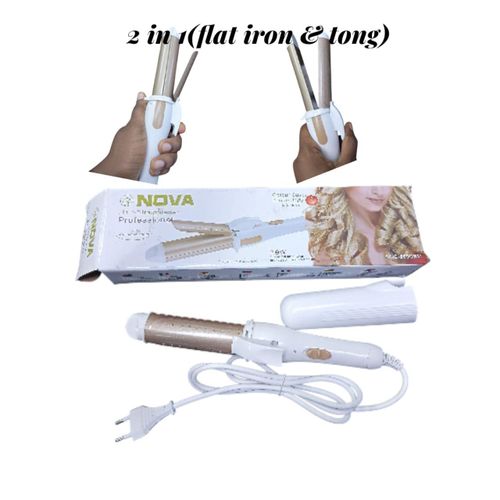 Nova 2-in-1 Professional Hair Straightener And Curling Iron(Tong)