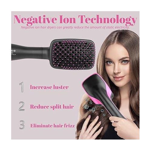 Hair Straightener Brush, 1 Step Ionic Hair Straightening Brush, Hot Air Brush, Negative Ion Hair Dryer Brush, Hair Dryer Brush, Hair Styling Tool For All Hair Types