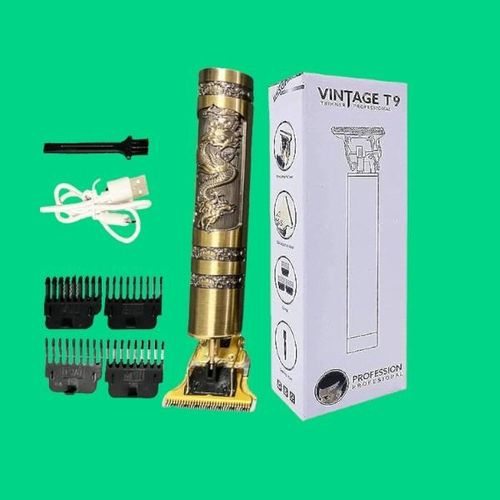 Lightweight Professional Vintage T9 Golden Dragon Metal Rechargeable Electric Hair Clipper Trimmer Machine
