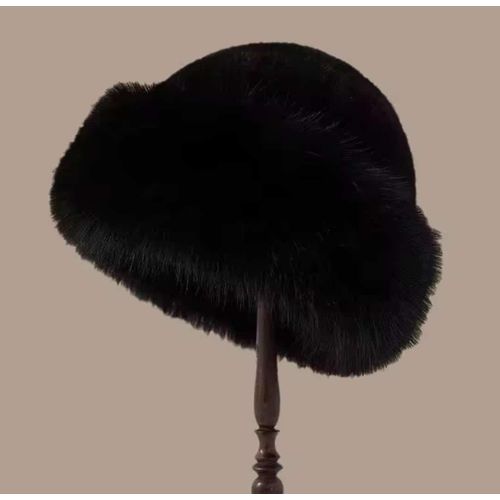 Beauty Fur Winter Style Y2K Trendy Hat BLACK