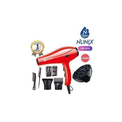 Nunix Professional Hair Blow Dryer –Fast Drying, 2 Speed & 3 Heat Settings, Concentrator Nozzle