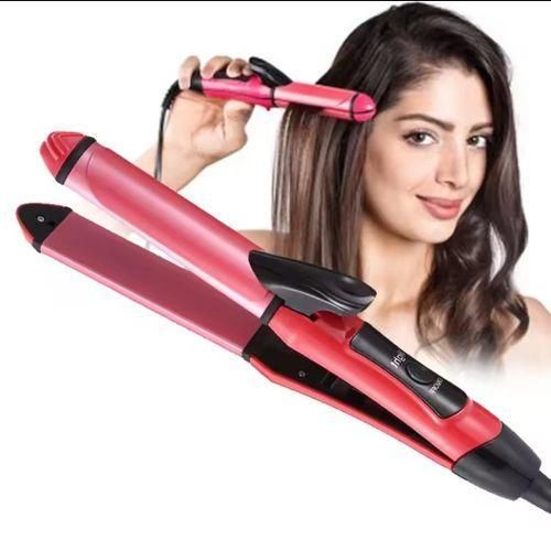 Nova 2in1 Professional Hair Straightener and Curling Flat Iron with Adjustable Temperature Control for Smooth Shiny Hair Styling Tool