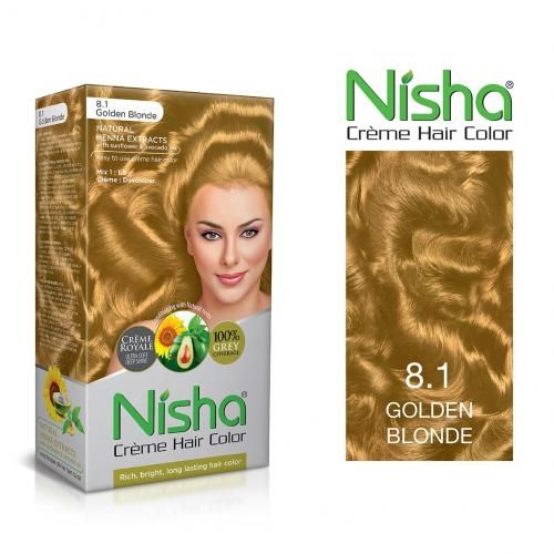 Nisha Crème Hair Color 8.1 Golden Blonde (60gm+ 90ml+18ml)