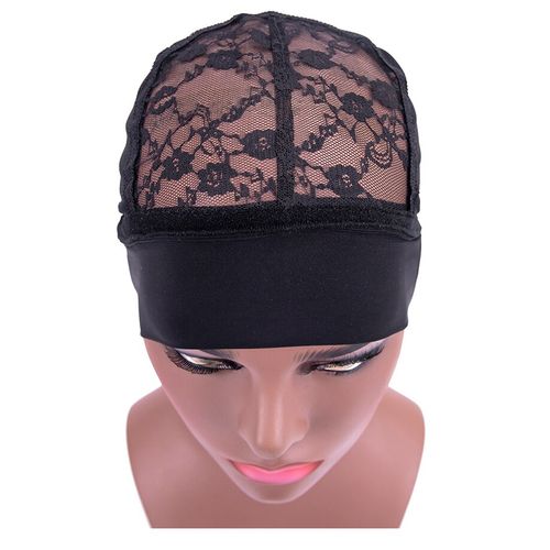 Headband Wig Cap With Adjustable Straps - Black