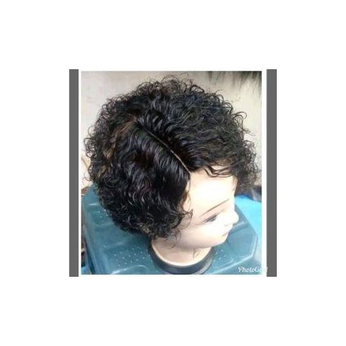 Short curly human hair water curl wig