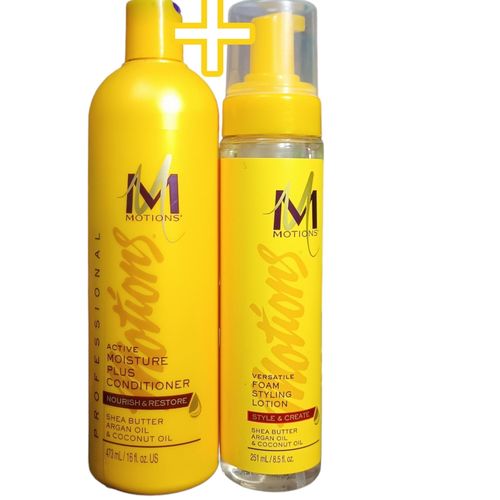 Motions Active Moisture Plus CONDITIONER + STYLING LOTION Versatile Foam SHEA BUTTER ARGAN OIL COCONUT OIL