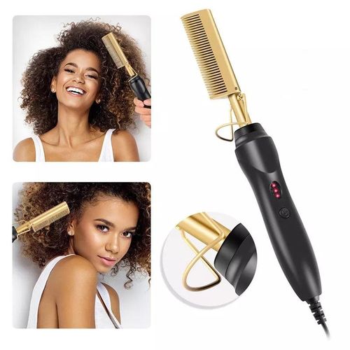 Hot Comb,Electric Heating Comb,Ceramic Comb Security Portable Curling Iron Heated Brush,Multifunctional Copper Hair Straightener Brush Straightening Comb
