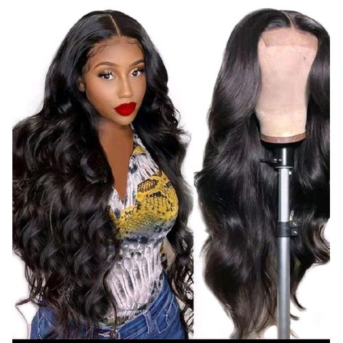 Fbk Women Hair Ladies Body Wave Black Long Curly Synthetic Wigs For Women
