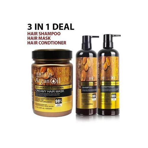 Morrocan Argan Shampoo, Conditioner And Hair Mask Set, Perfect For Damaged, Dry, Curly, Frizzy Hair - Thickening Formula For Fine/Thin Hair, Safe For Color And Keratin Treated Hair