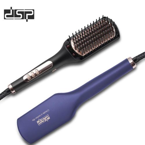 Dsp Pro Ceramic Ionic Hair Straightener Brush for Home Salon, Straightening Hair Brush with Heating Tech, Auto-Off, Anti-Scald with Universal Dual Voltage,Rotatable Power Cord,