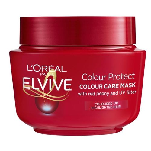 L'Oréal Elvive Colour Protect Mask Enriched with Red Peony and UV Filter to Protect & Prolong Colour, Suitable for Coloured or Highlighted Hair- 300ml