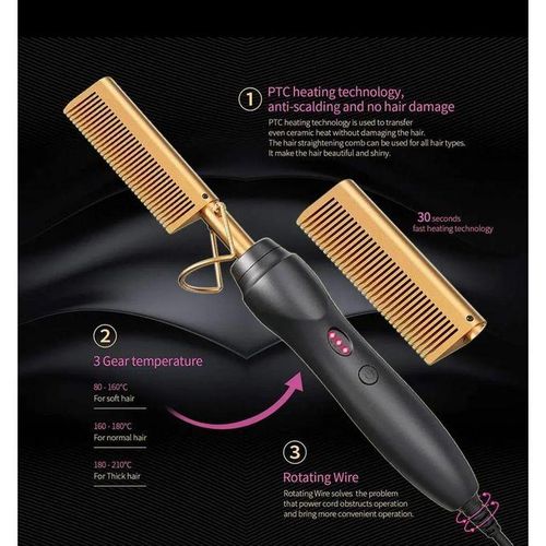 Gold Ceramic Professional Hot Press Comb*.