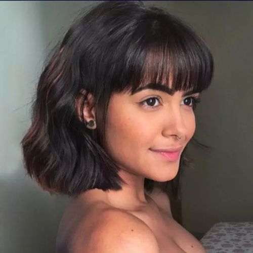 Curly Bob Wig Tinted Brown + Free Wig Cap Inside