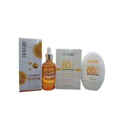 DR RASHEL Vitamin C Face Serum + Sunscreen Sun Cream SPF60 Anti-Aging