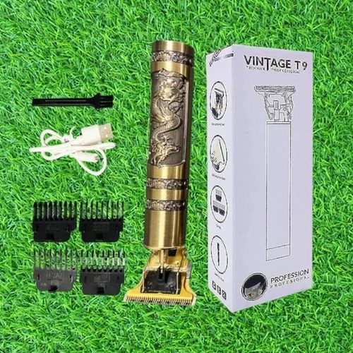 Metal Engraved Body Vintage T9 Dragon Rechargeable Metal Hair Shaver