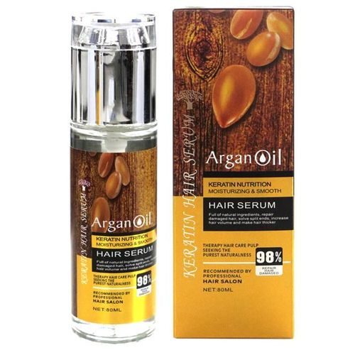 Argan Oil Keratin Hair Serum - For Heat Protection, Repair & Shine, 80ml