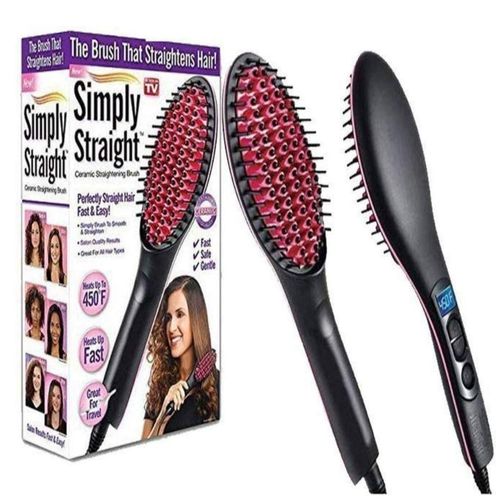 Simply Straight NEW ARRIVAL Hot Comb Ceramic Hair Straightener Brush - Perfect Straight Hair, Shiny Finish