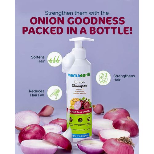Mama Earth Onion SHAMPOO KERATIN From Plants SOFTENS STRENGTHENS HAIR REDUCE HAIR FALL hairfall