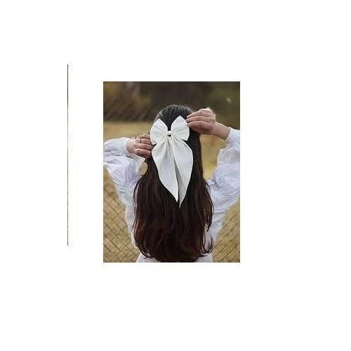 Oversized white Satin Ribbon Hair Barrette